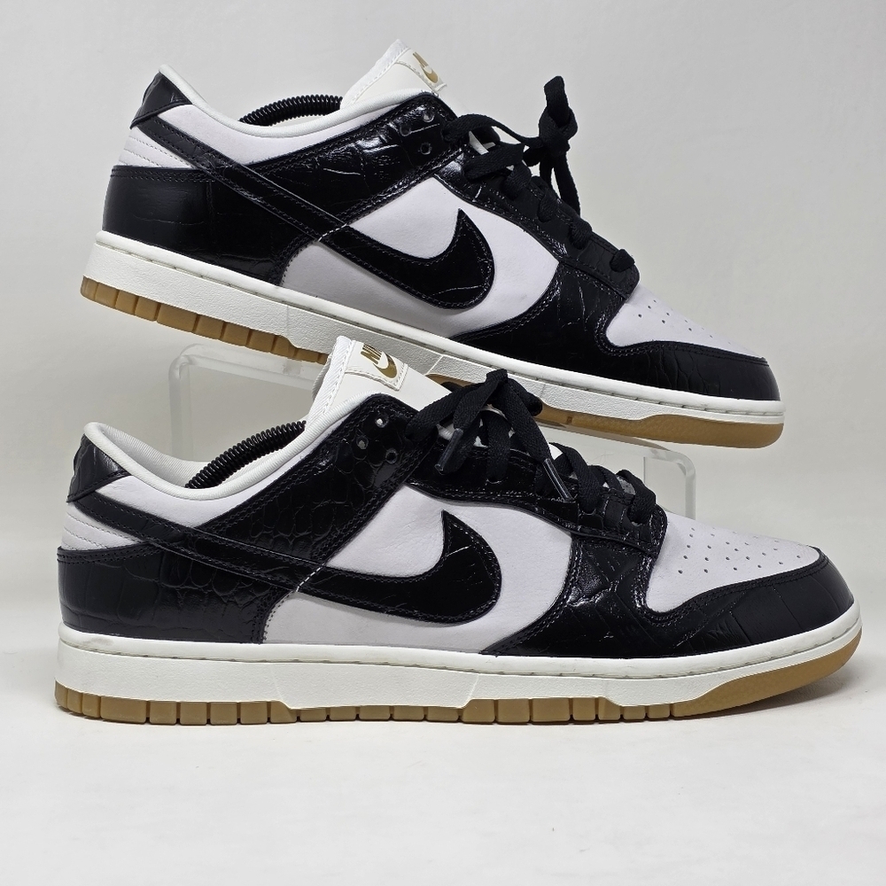 Nike Women's Dunk Low LX Black Croc FJ2260-003 Black-Sail-Gum Button Sz 14 New - Picture 2 of 10